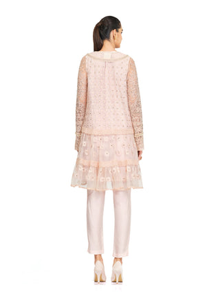 Pink ivory embroidered tunic set