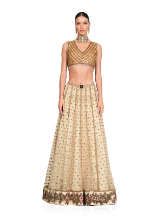 Ivory gold sequin lehenga and blouse