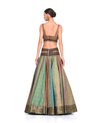 Brown multicolor lehenga set