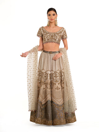 Ecru embroidered lehenga set