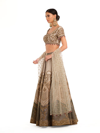 Ecru embroidered lehenga set