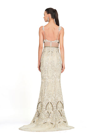 Ivory sequins cut-out gown