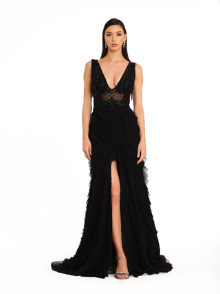 Black cutdana embroidered gown