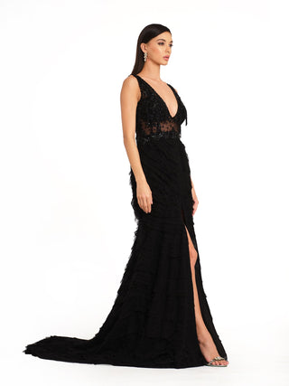 Black cutdana embroidered gown