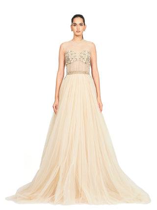 Ivory tulle flowing gown