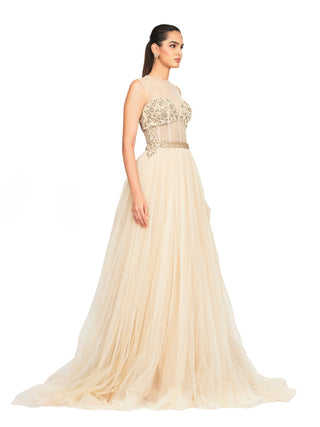 Ivory tulle flowing gown