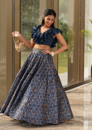 Imaara teal green lehenga and blouse