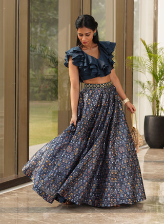 Imaara teal green lehenga and blouse