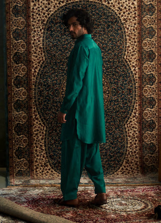 Emerald green pathani kurta and salwar