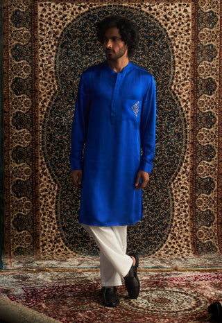 Blue prarambh kurta and straight trousers