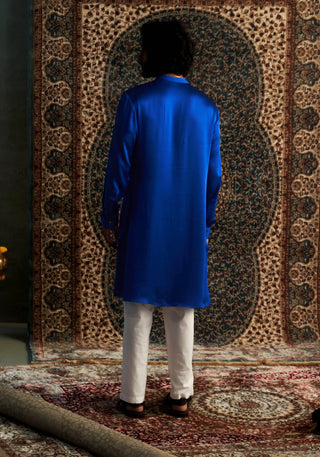 Blue prarambh kurta and straight trousers