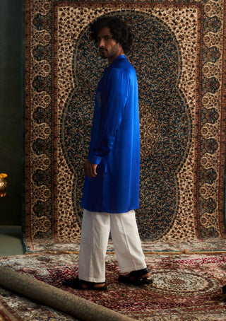 Blue prarambh kurta and straight trousers