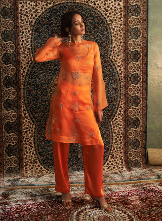 Saffron straight kurta set