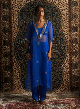 Neel blue embroidered kurta set