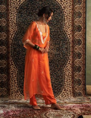 Saffron embroidered kurta set