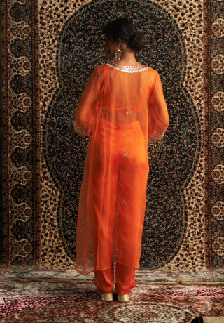 Saffron embroidered kurta set