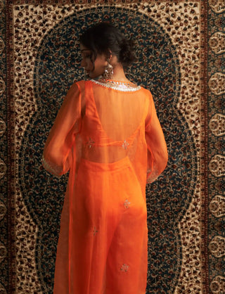 Saffron embroidered kurta set