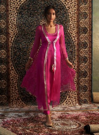 Rani pink embroidered choga set