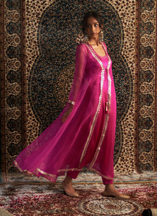 Rani pink embroidered choga set