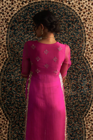 Rani pink prarambh straight kurta and pant