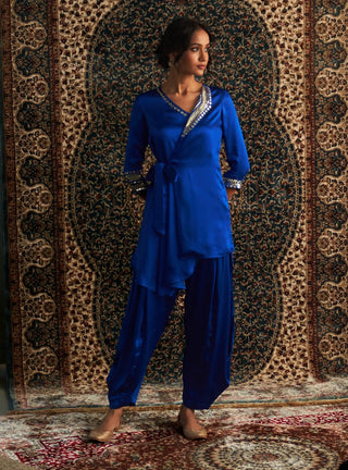 Prarambh blue wrap kurta and pant