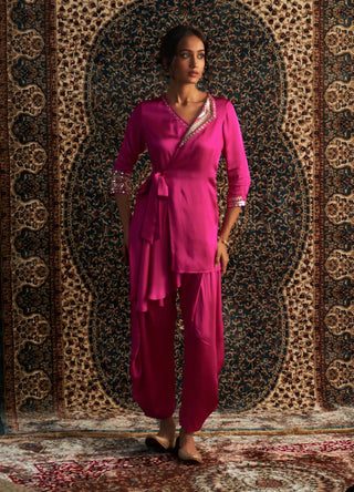 Rani pink wrap kurta and pant