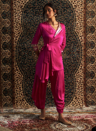 Rani pink wrap kurta and pant