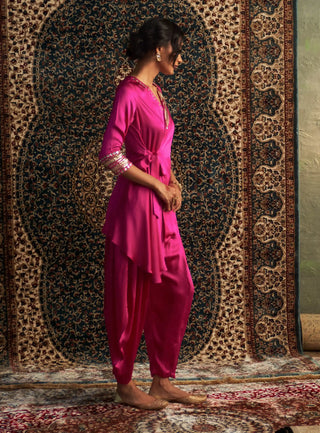 Rani pink wrap kurta and pant