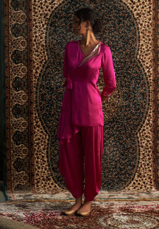 Rani pink wrap kurta and pant