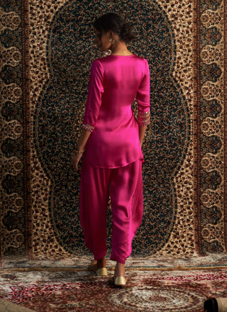 Rani pink wrap kurta and pant