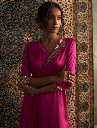 Rani pink wrap kurta and pant