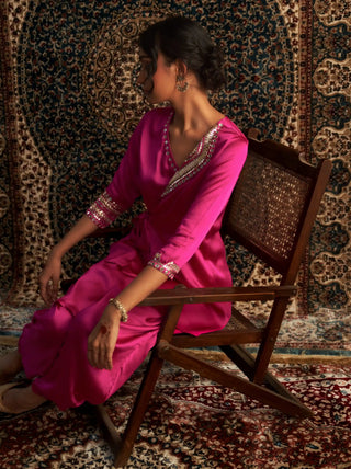 Rani pink wrap kurta and pant