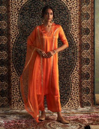 Saffron embroidered kurta set