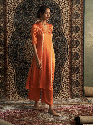 Saffron embroidered kurta set