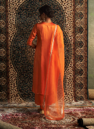 Saffron embroidered kurta set