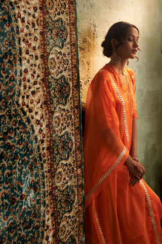 Saffron embroidered kurta set