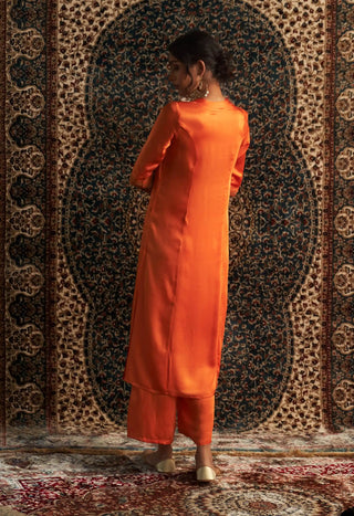 Saffron embroidered kurta set