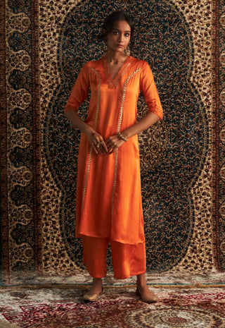 Saffron embroidered kurta set