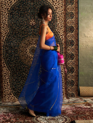 Prarambh blue organza saree and blouse