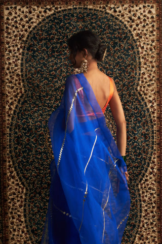 Prarambh blue organza saree and blouse