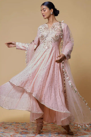 Blush pink embroidered anarkali set