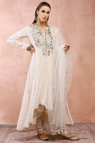 Offwhite bagh embroidered anarkali set