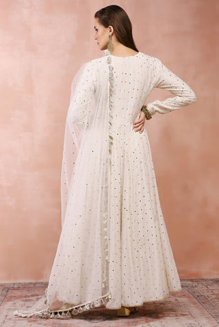 Offwhite bagh embroidered anarkali set