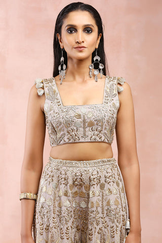 Gray bagh embroidered sharara set