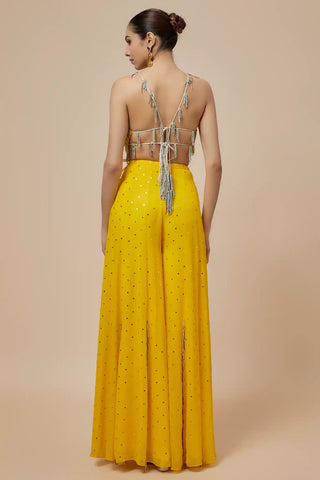 Lime yellow embroidered choli and sharara