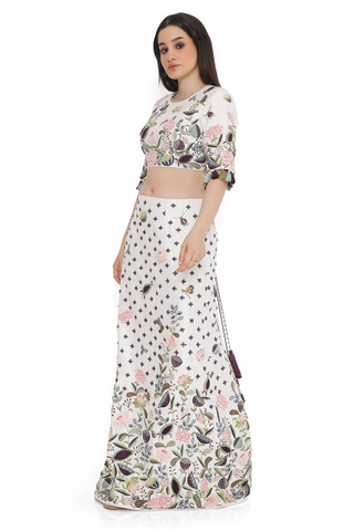 Ivory embroidered choli and a skirt