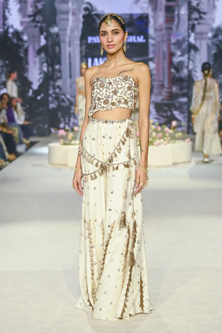 Ivory embroidered choli with sharara