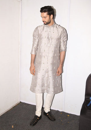 Arsalan gray kurta and churidar