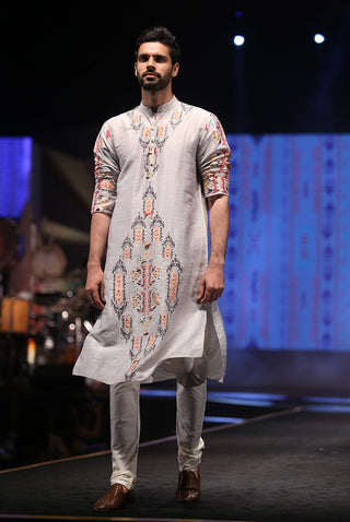 Amir gray printed kurta and churidar