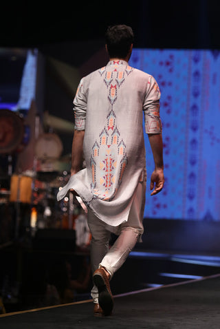 Amir gray printed kurta and churidar